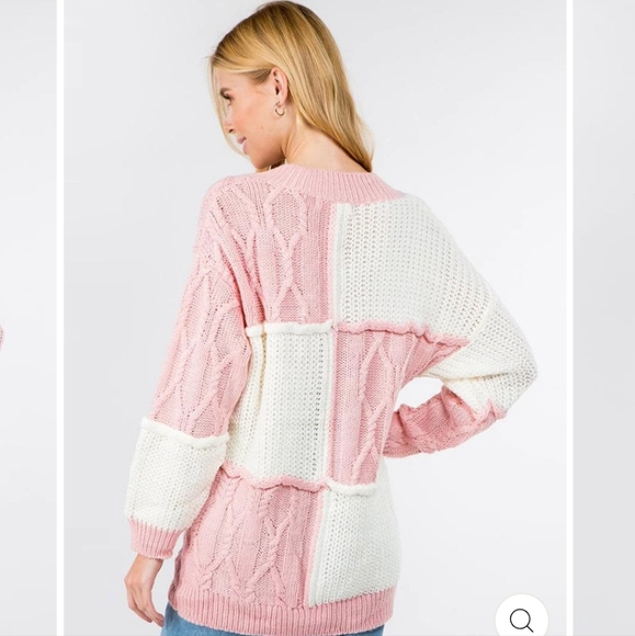 🌷LAST ONE! Fanco  Color Block pink white sweater! - Picture 2 of 2